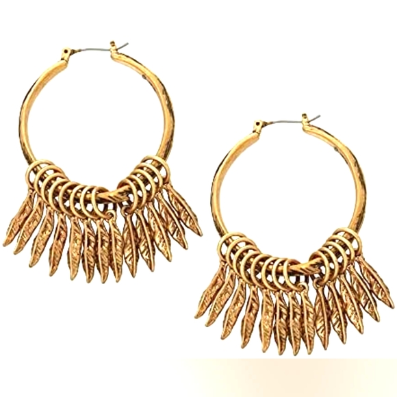 Robert Lee Morris SoHo Shaky Leaf Hoop Earrings - Picture 2 of 3